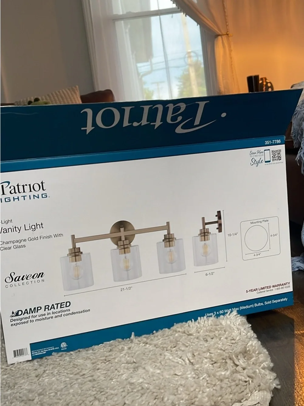 Patriot Lighting Savion 3-Light Vanity Light in Champagne Gold